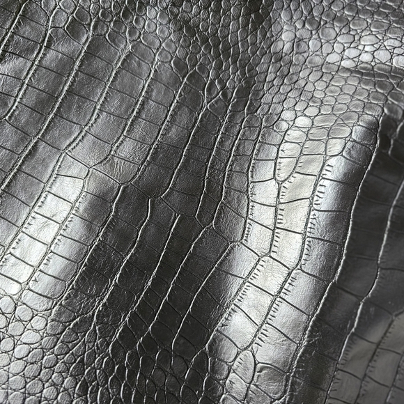 NWOT Ci Sono sexy black faux leather crocodile print mini skirt Size L - Picture 4 of 6